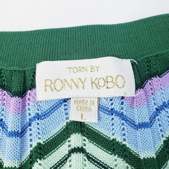 *Last Chance* NWOT Torn by Ronnie Kobo Chevron Knit Skirt Retro - Picture 6 of 7